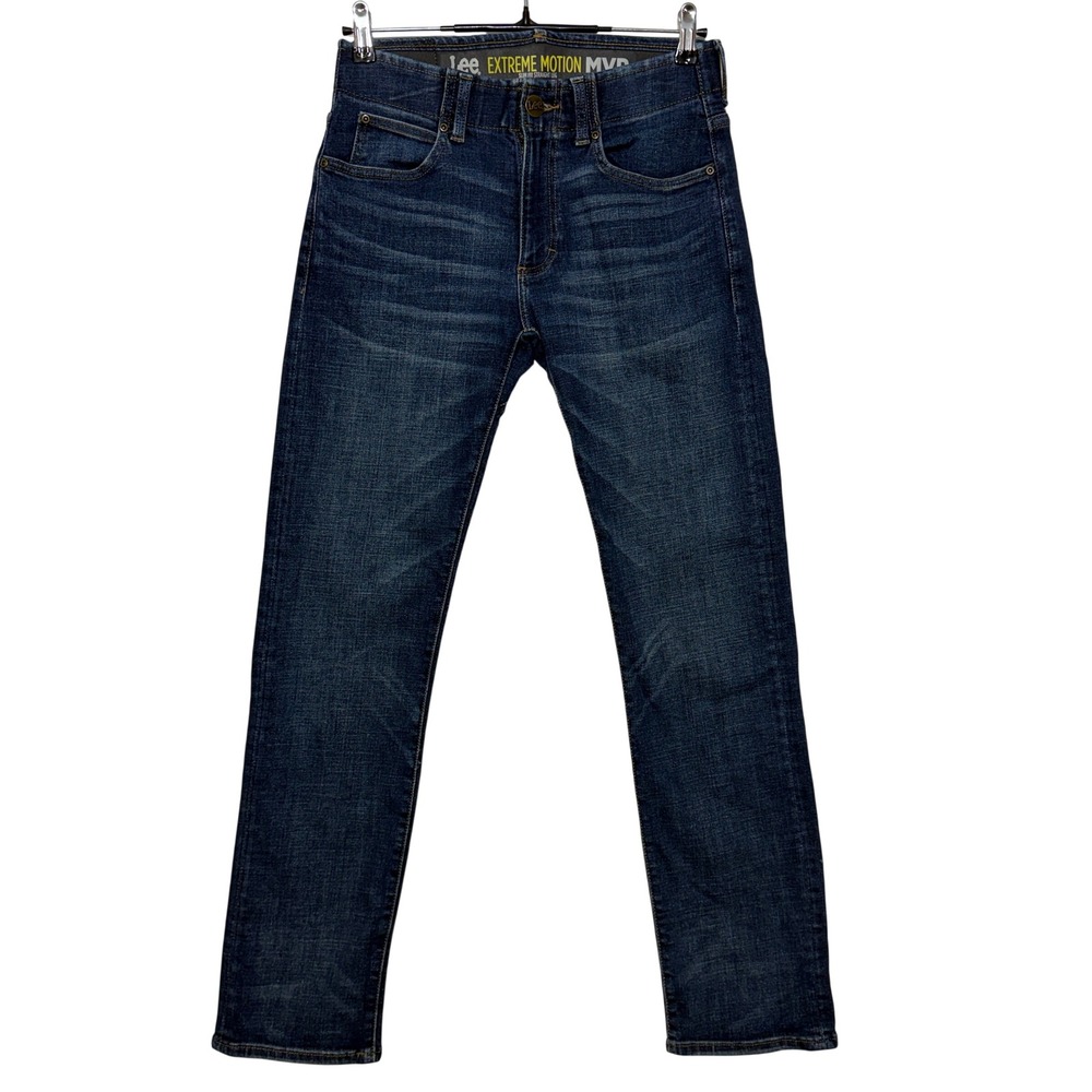 Lee Jeans Mens 30x32 Blue Denim Pants Extreme Motion MVP Slim Fit Straight Leg